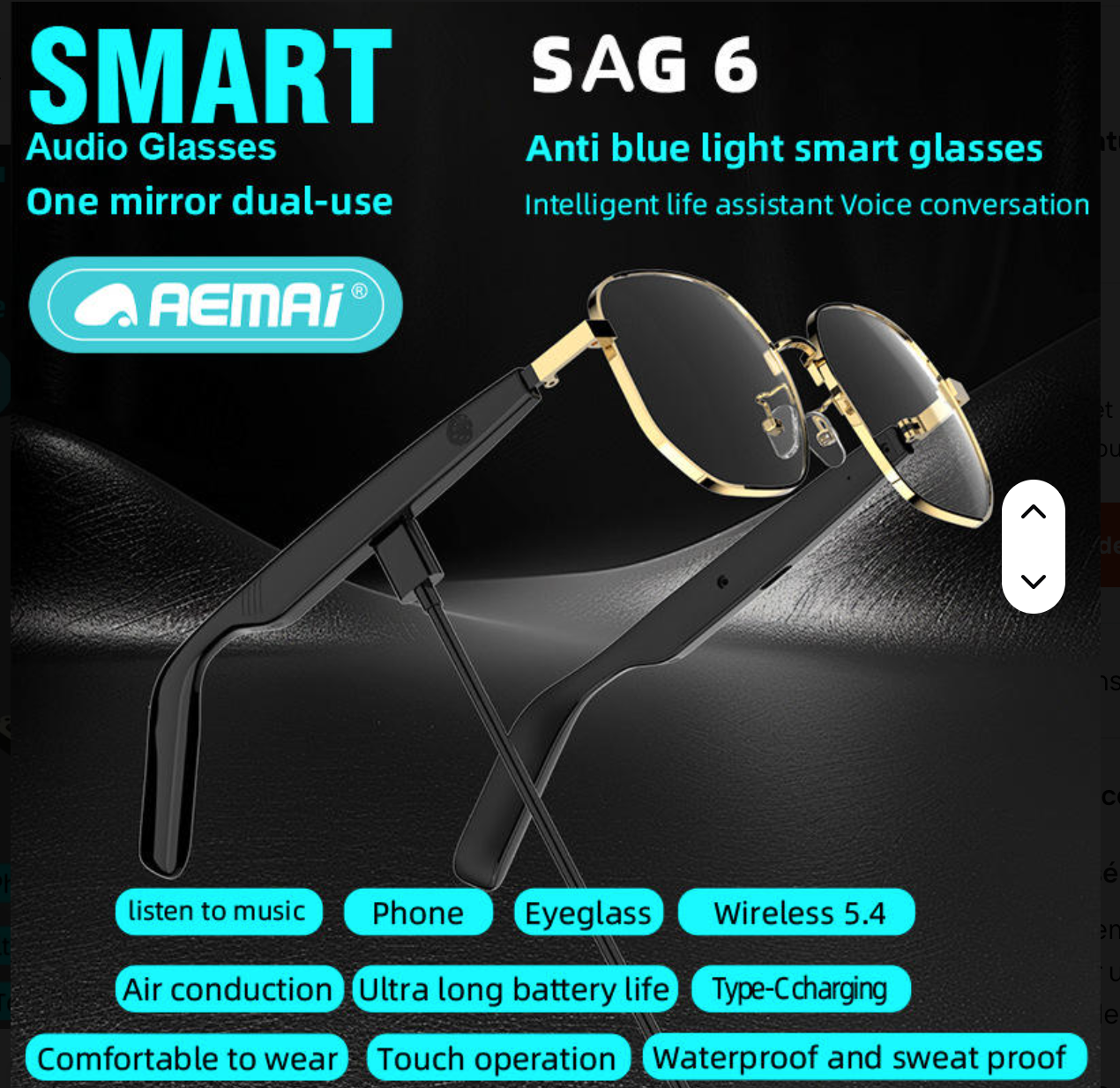 Lunette connectée / Bluetooth, vie clair