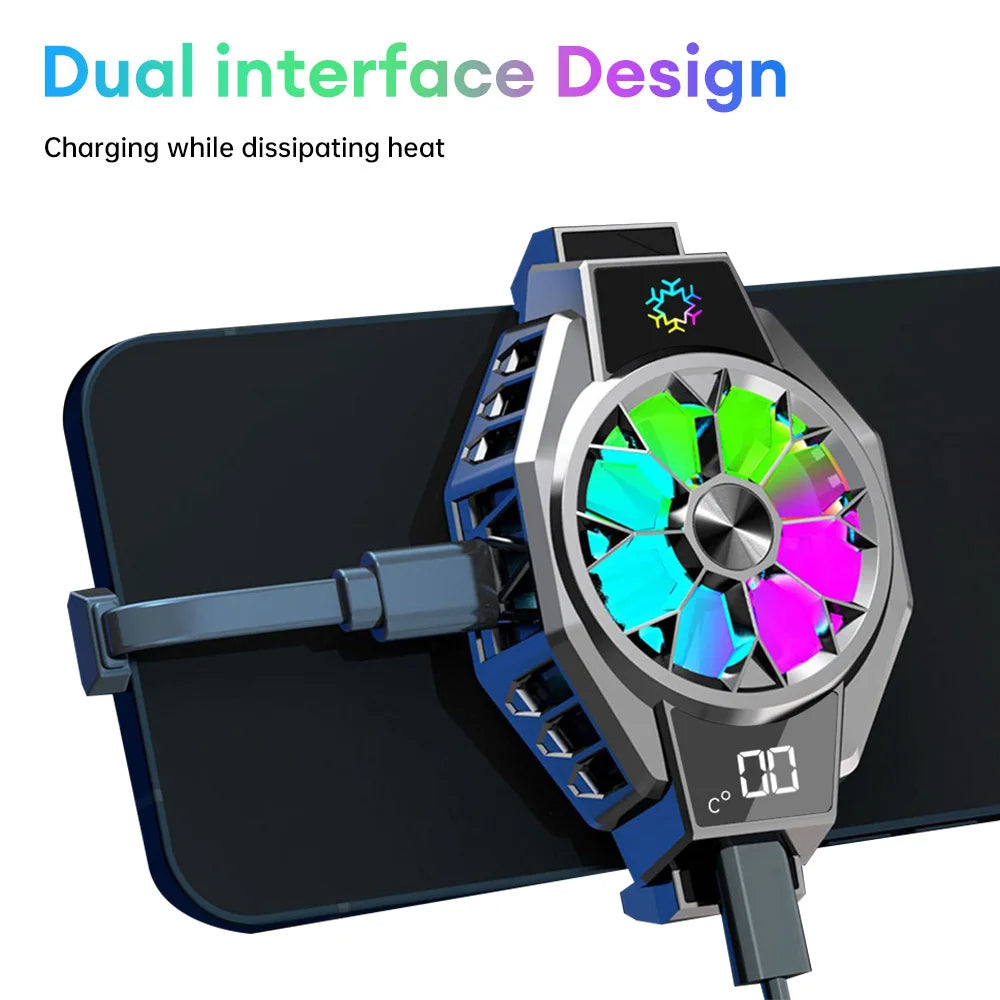Ventilateur Refroidisseur Téléphone  avec Double Type-C et Effet RGB – Refroidissement Rapide -3°C